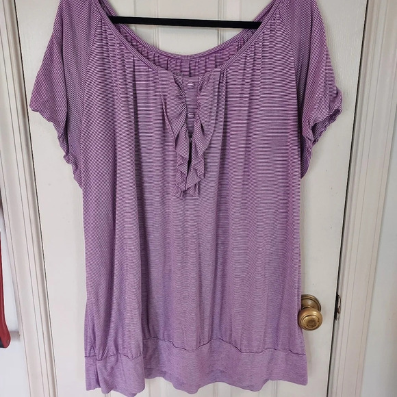 Lane Bryant Purple Striped Shirt Size 26/28 - Picture 1 of 7